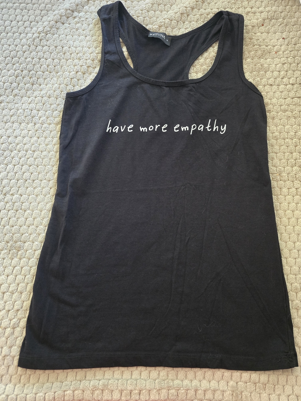 Ketuna Black Racerback Tank Top with "Have More Empathy" Script - Medium